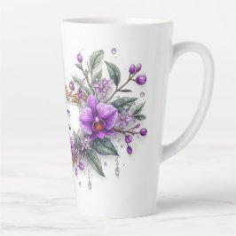 Purple Orchid Floral Frame カフェラテマグ