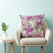 purple orchid floral pattern クッション (椅子)