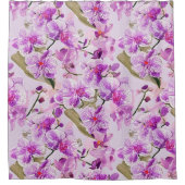 purple orchid floral pattern シャワーカーテン (正面)