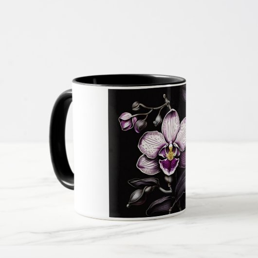"Purple Orchid Mug - Floral Elegance Cup" マグカップ (正面左)