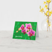 Purple Orchid on Green Greeting card カード (黄色い花)