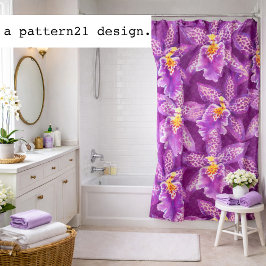 Purple orchid pattern シャワーカーテン