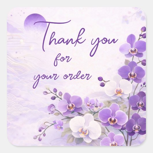 Purple orchid Thank You For your order スクエアシール (正面)