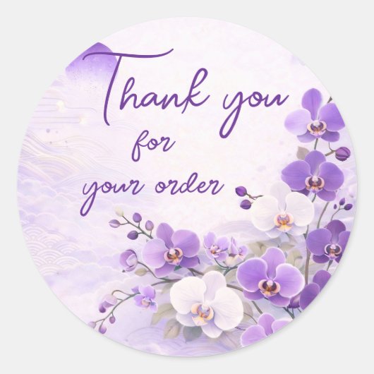 Purple orchid Thank You For your order ラウンドシール (正面)