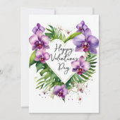 Purple Orchid Watercolor Tropical Valentine's Card (正面)