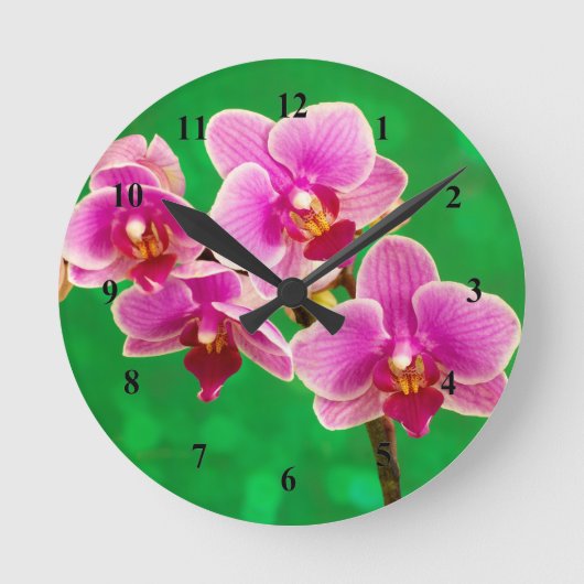 Purple Orchids Acrylic wall clock ラウンド壁時計 (正面)