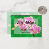 Purple Orchids on Green New Address Announcement ノートカード (正面/裏面インサイチュ)