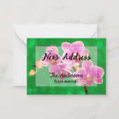 Purple Orchids on Green New Address Announcement ノートカード (正面)