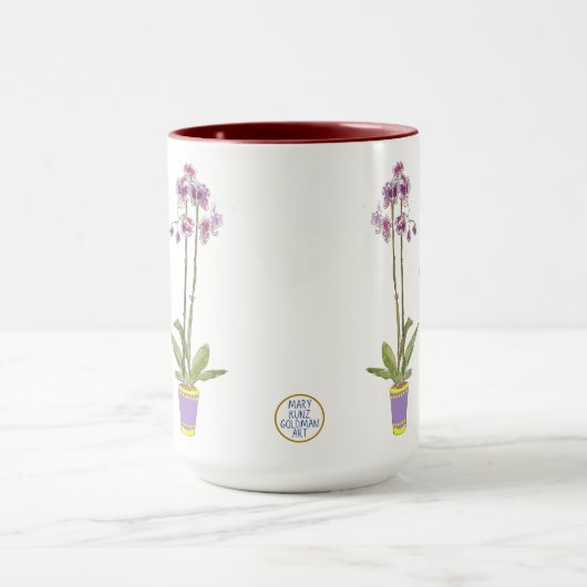 Purple Orchids Whimsical Garden Botanical マグカップ (中央)