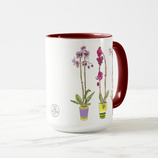 Purple Orchids Whimsical Garden Botanical マグカップ (正面右)