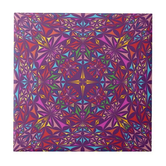 Purple Ornate Kaleidoscope Pattern タイル (正面)