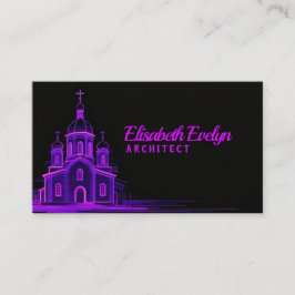 Purple Orthodox Church Sketch on Black Background 名刺