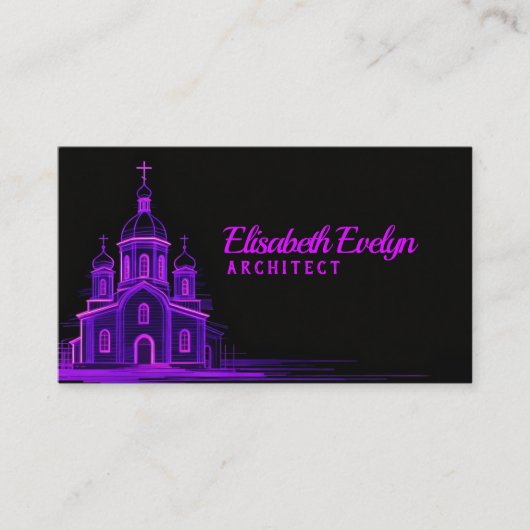 Purple Orthodox Church Sketch on Black Background 名刺 (正面)