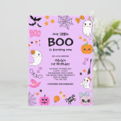 Purple Our Little Boo Halloween 1st Birthday  招待状 (スタンド正面)