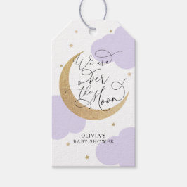Purple Over the Moon Baby Shower ギフトタグ