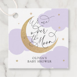 Purple Over the Moon Baby Shower フェイバータグ