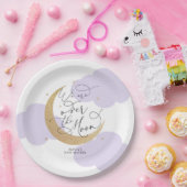 Purple Over the Moon Baby Shower ペーパープレート (パーティー)