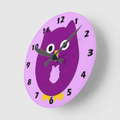 Purple Owl Design ラウンド壁時計 (傾斜)