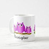 Purple Owls Design Personalised コーヒーマグカップ (正面左)
