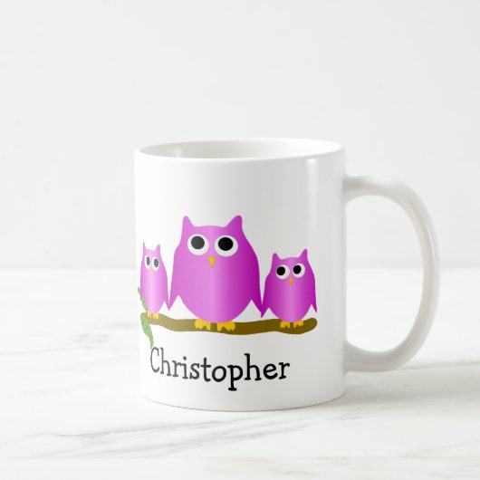 Purple Owls Design Personalised コーヒーマグカップ (右)