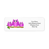 Purple Owls Design Return Address ラベル (正面)