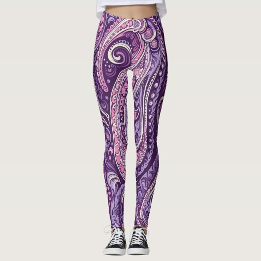 Purple paisley legging  レギンス (正面)