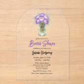 Purple Palette Ranunculus Mason Jar Bridal Shower アクリル招待状 (正面)
