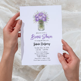 Purple Palette Ranunculus Mason Jar Bridal Shower 招待状