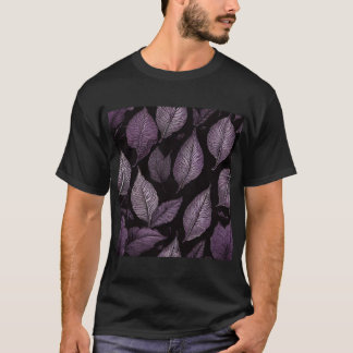 "Purple Palm Leaf Black Tee - Coastal Elegance Shi Tシャツ