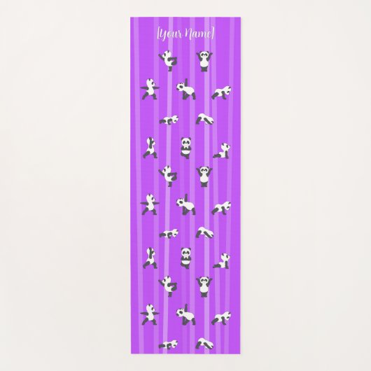 Purple Panda Yoga Mat Custom Name Same Both Sides ヨガマット (正面)