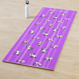 Purple Panda Yoga Mat Custom Name Same Both Sides ヨガマット