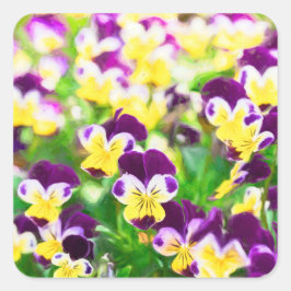 Purple Pansies スクエアシール