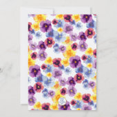 Purple Pansies Boho Hand-Illustrated Bridal Shower 招待状 (裏面)