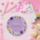 Purple Pansies Garden Party Boho Bridal Shower ペーパープレート (パーティー)