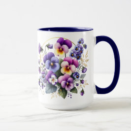 Purple Pansy Floral Mug マグカップ