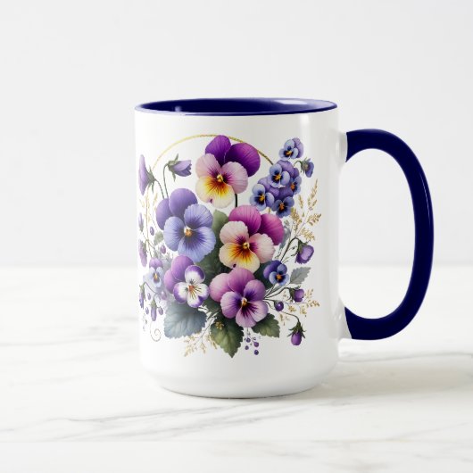 Purple Pansy Floral Mug マグカップ (右)
