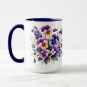 Purple Pansy Floral Mug マグカップ (左)