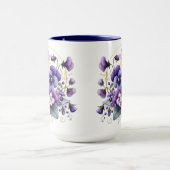 Purple Pansy Floral Mug マグカップ (中央)