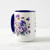 Purple Pansy Floral Mug マグカップ (正面左)