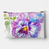 Purple Pansy Flower Pattern Watercolor Girls アクセサリーポーチ (裏面)