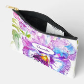 Purple Pansy Flower Pattern Watercolor Girls アクセサリーポーチ (見開き)