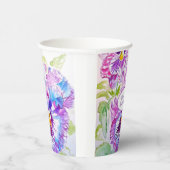 Purple Pansy Flower Pattern Watercolor Wedding 紙コップ (右)
