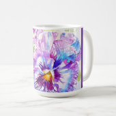 Purple Pansy Flower Watercolor Womans Name Pansies コーヒーマグカップ (正面右)