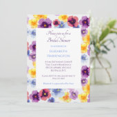 Purple Pansy Hand-Illustrated Floral Bridal Shower 招待状 (スタンド正面)