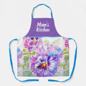 Purple Pansy Pansies Floral Flower Christmas エプロン (正面)