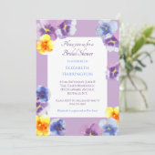 Purple Pansy Watercolor Boho Bridal Shower 招待状 (スタンド正面)