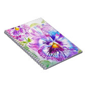 Purple Pansy Watercolour Flower Playing Cards Set ノートブック (右側)