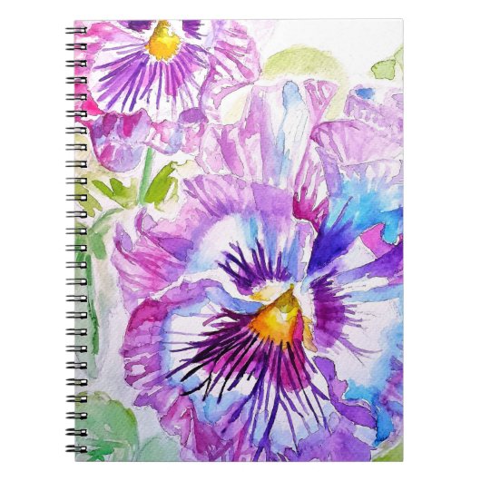 Purple Pansy Watercolour Flower Playing Cards Set ノートブック (正面)