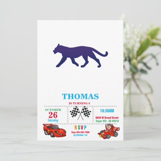 Purple panther silhouette - Choose background colo 招待状 (スタンド正面)