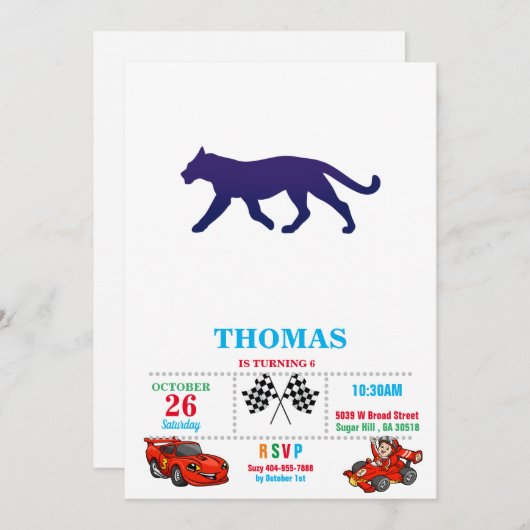 Purple panther silhouette - Choose background colo 招待状 (正面/裏面)